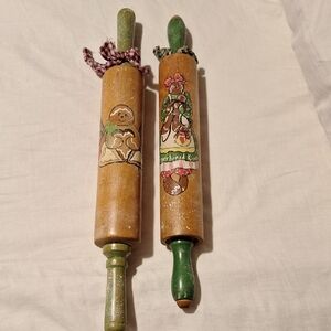 Charming Wooden Rolling Pins with Green Handles